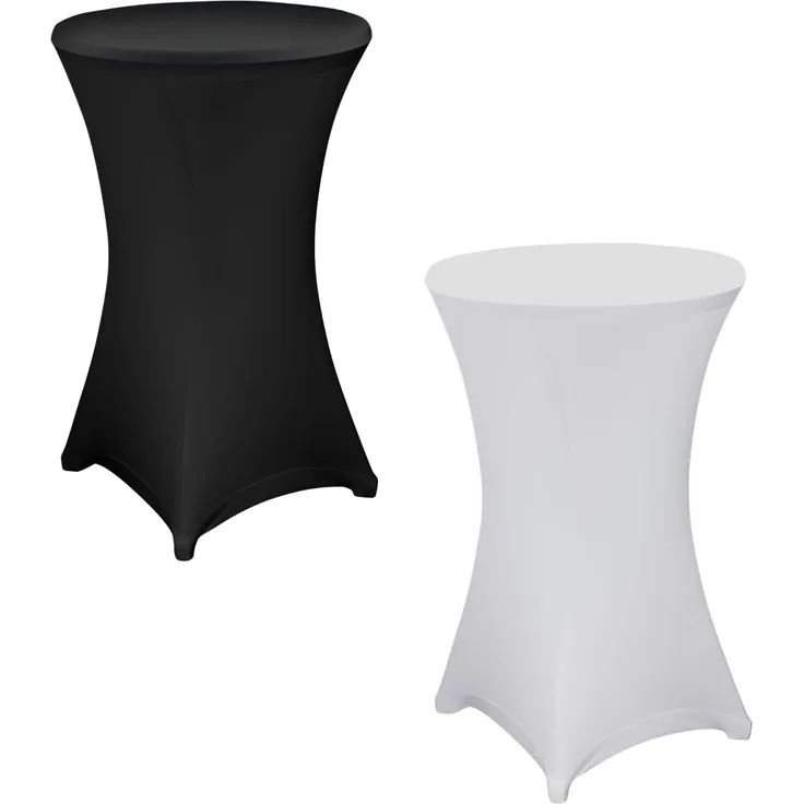 2x Julido Stehtischhusse Stretch Schwarz Weiß Ø 70cm Bistrotisch Stehtisch
