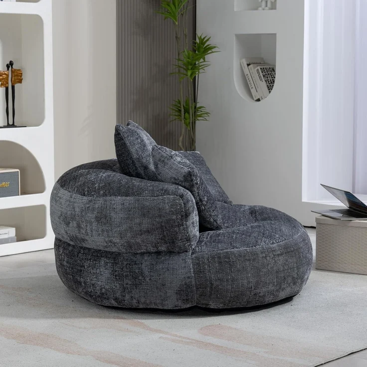 Couch Boneless Sitzsack 3 Kissen Chenille Outdoor Gaming Grau – Bild 3