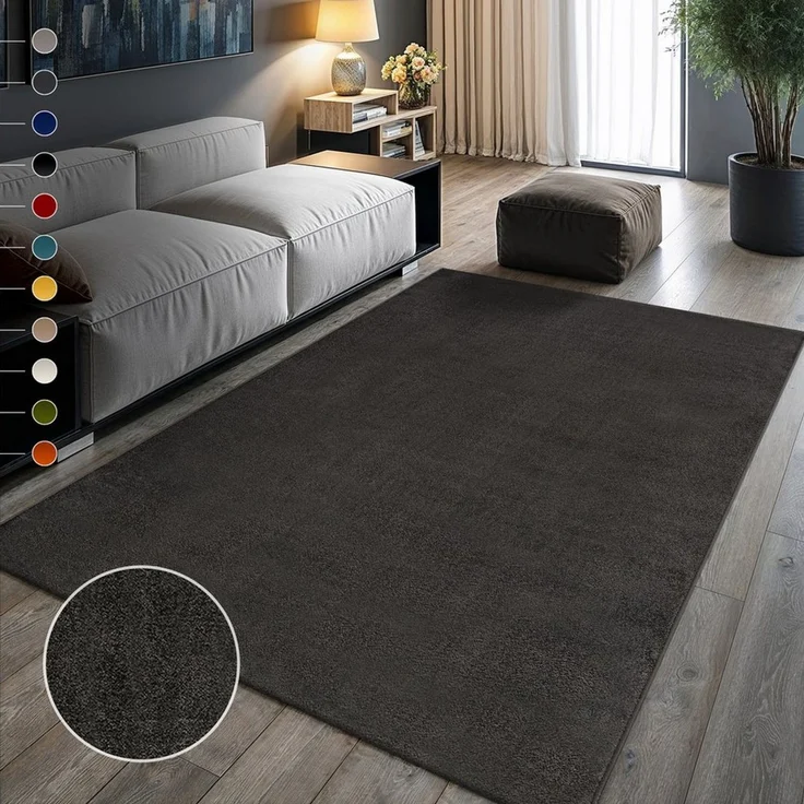 Sanat Teppich UNI, auch als Läufer und Rund, rechteckig, Höhe: 13 mm, robuster Kurzflorteppich, große Farbauswahl, Wohnzimmer, alle Räume – Bild 1