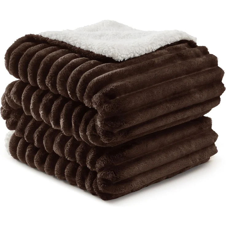 BEDELITE warme Decke Sherpa Kuscheldecke Flauschig Dunkelbraun XXL 220x240 | dicke Deko Fleecedecke, Cord Überwurf für Wohnzimmer und Schlafzimmer, weiche Wohndecke, Tagesdecke, das ideale Geschenk