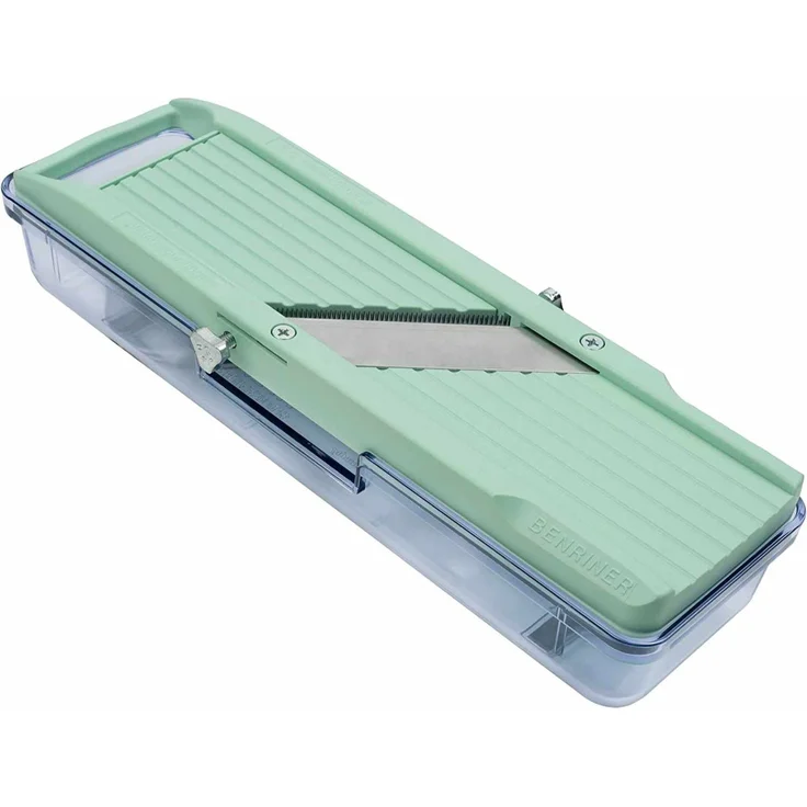 Benriner Mandoline / Gemüsehobel 64 mm Schnittbreite grün mit Auffangbehälter BN-3 – Bild 2