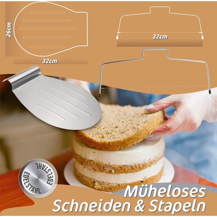 Aurelia Home Torten-Zubehör-Set mit Backring 15 cm – Schneider, Heber und Dekowerkzeug – Bild 4