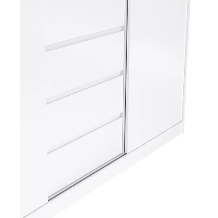 Dmora - Kleiderschrank 3 Türen Delphine, Schlafzimmermöbel, Schrank, Garderobe, 177x60 h200 cm, Weiß – Bild 10