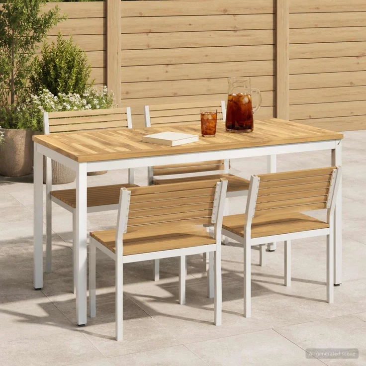 vidaXL Gartentisch Weiß 108,5 x 55 x 75 cm Massivholz Akazie 901761 – Bild 1