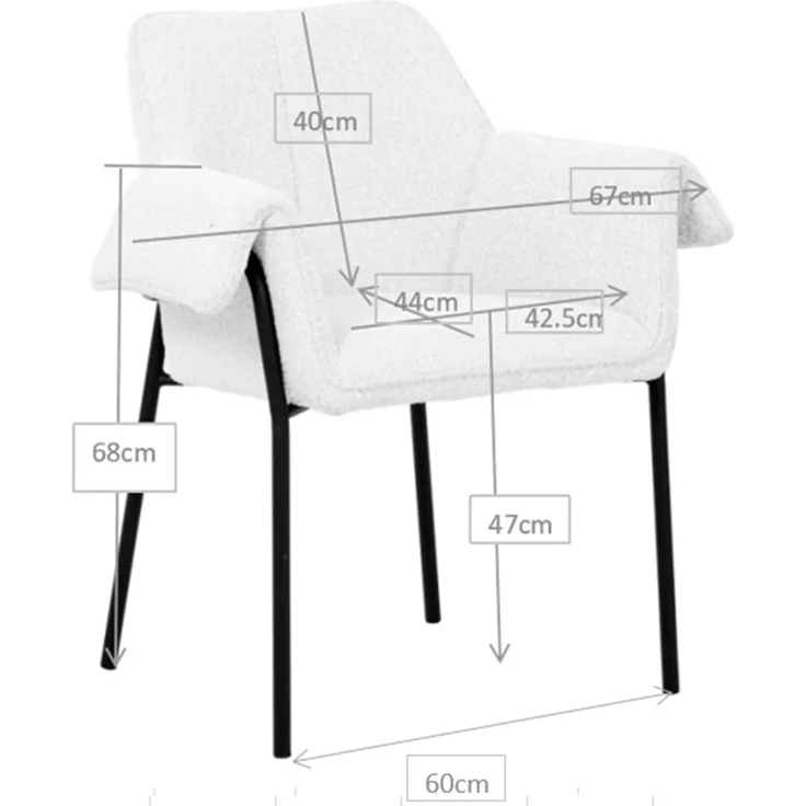 Kare Design Armlehnstuhl Bess, Grau, Armlehnstuhl, Esszimmerstuhl, Stahl Beine, 85 x 70 x 63 cm (H/B/T) – Bild 3