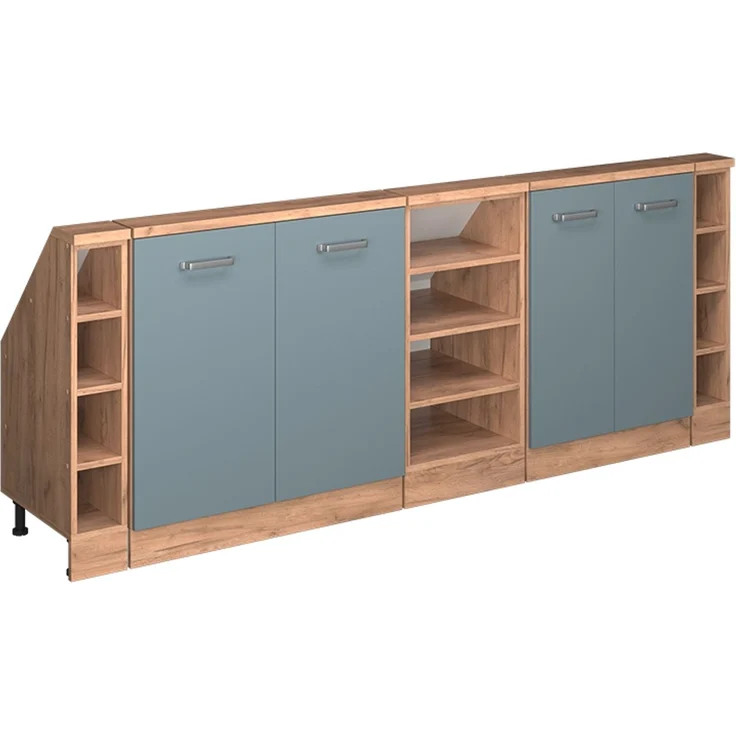 Küchenschrank für Dachschrägen R-Line Blau-Grau 210 cm 5er Set Vicco – Bild 1