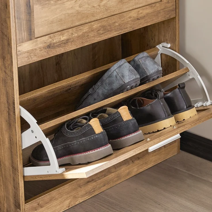 SoBuy FSR137-F Schuhschrank, MDF, Papierfurnier, Braun, 60 x 79 x 23 cm – Bild 9