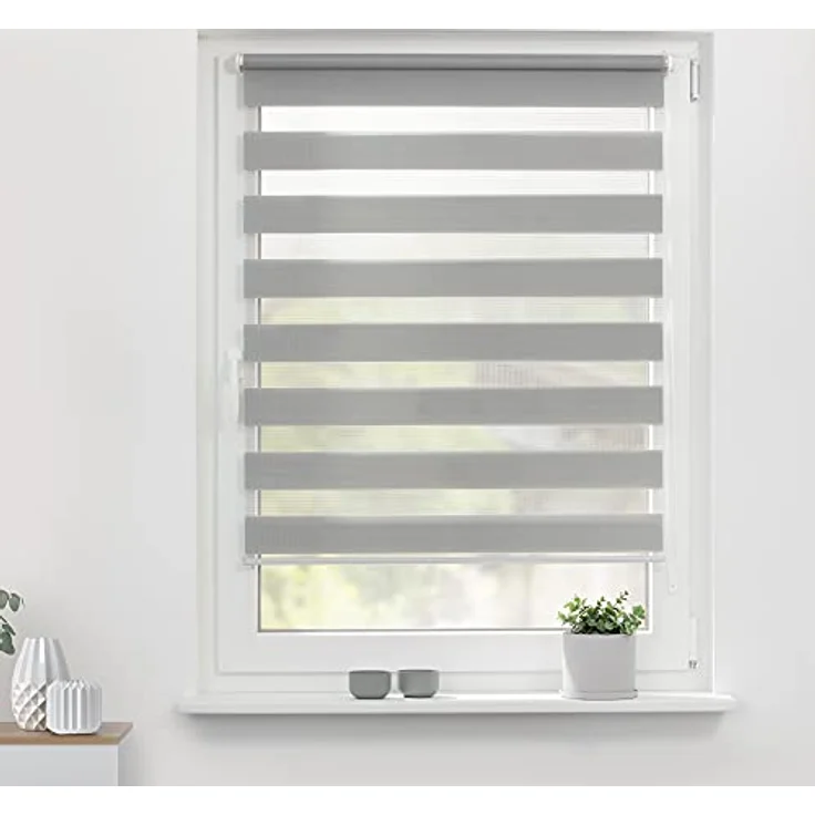 Lichtblick Sonnenschutzsysteme GmbH Doppelrollo Kopenhagen 55 cm x 150 cm (BxL) Grau modernes Duo Rollo; Klemm- und schraubbar; Lichtdurchlässig und blickdicht – Bild 3