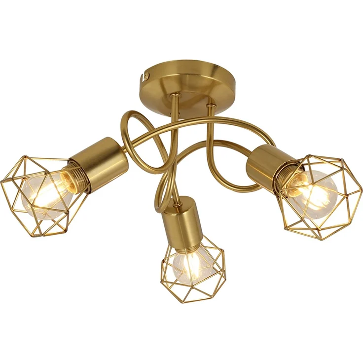 Deckenleuchte, 3 Flammig, Gitter, gold, D 36 cm – Bild 6