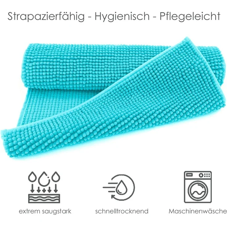 heimtexland Badematte Badvorleger Chenille Badteppich Duschvorleger, rutschhemmend beschichtet, Fußbodenheizung geeignet, schnell trocknend, strapazierfähig, fußbodenheizungsgeeignet, rutschfest, saugstark, Polyester, rechteckig, 60x90 cm, Hochflor, su... – Bild 3