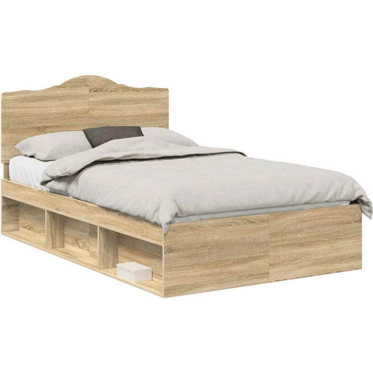 vidaXL Bettrahmen Sonoma 120 x 190 cm Massives Kiefernholz 3413337 – Bild 1