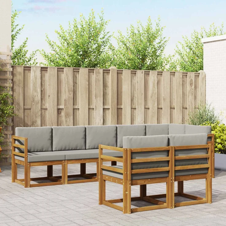vidaXL Outdoor-Sofagarnitur 8 stk. 8-Sitzer Natur und Hellgrau 3366554 – Bild 1