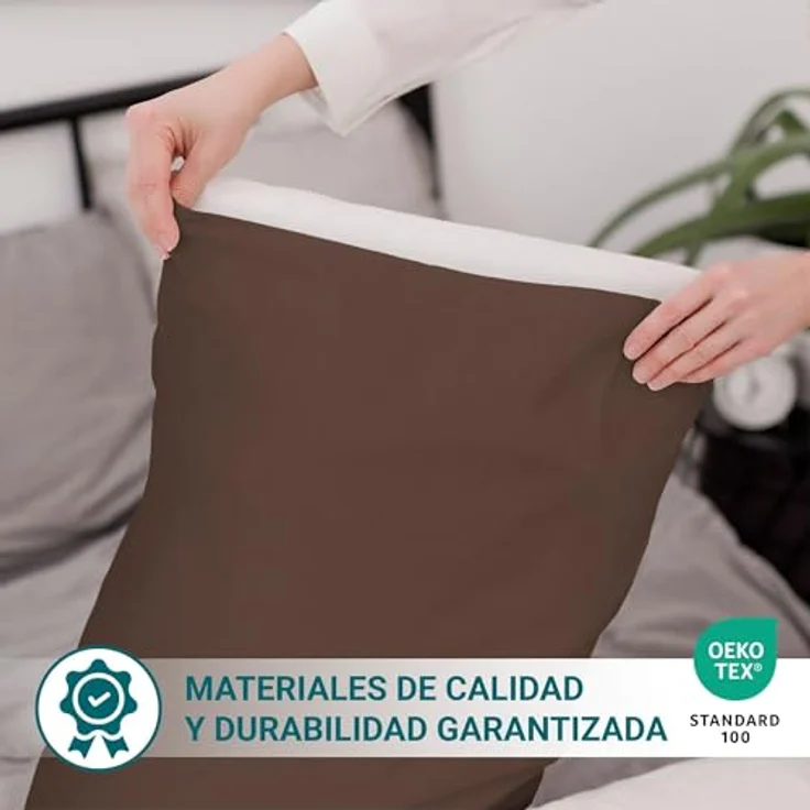 ECOMMERC3 Kissenbezug, 135 cm, extra weich und bequem, Braun, atmungsaktiv, leicht zu waschen – Bild 3
