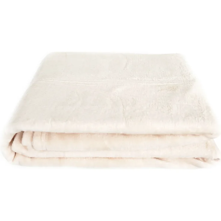 Kuschelige Decke 220x240 cm Fleecedecke Wohndecke aus Polyester Tagesdecke Beige