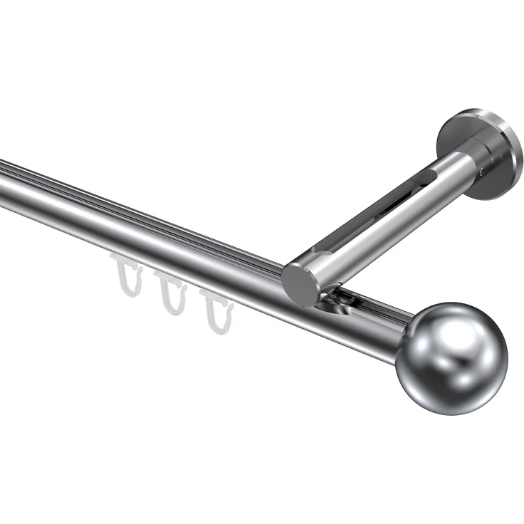 Innenlauf-Gardinenstangen-Set Siteno Luino 300 cm (geteilt in 3 x 100 cm), 1-läufig, 20 mm Ø Chrom – Bild 1