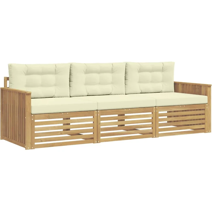 vidaXL Outdoor-Sofagarnitur 3 stk. 3-Sitzer Weiß und Creme 3389960 – Bild 2