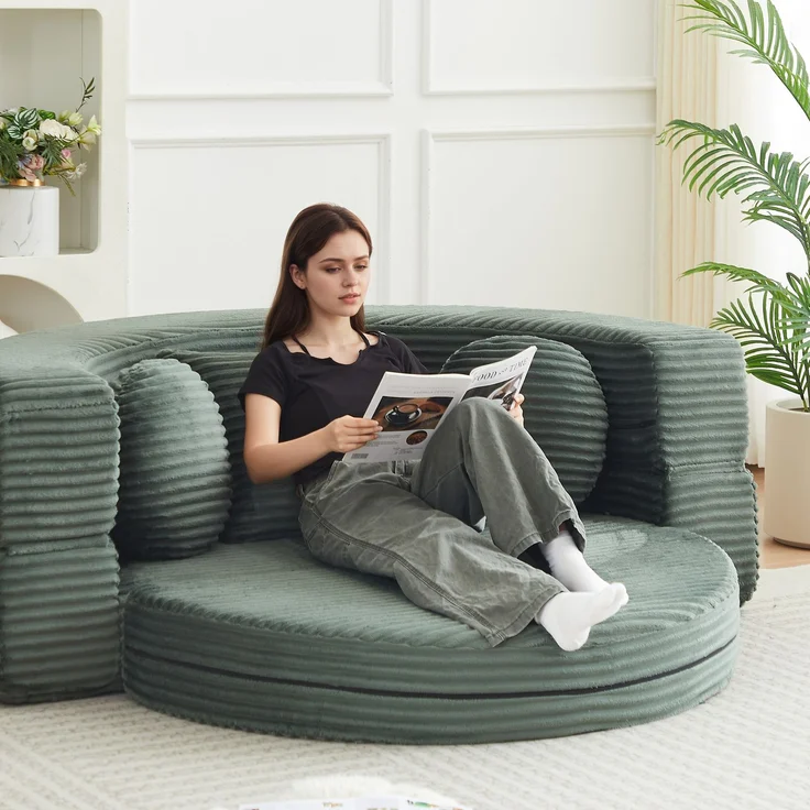 ZUBALIYA SchlafSofa mit USB - Anschluss, mit Schreibtisch, mit Cordbezug, mit Schaumstoffpolsterung, für Wohnzimmer und Apartments – Bild 12