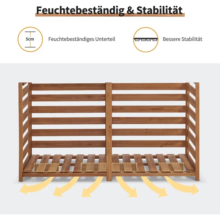 M MCombo Holzregal Außen, Kaminzubehör Kaminholzregal mit 2 Ebenen, Brennholzregal mit Wasserdichter Abdeckung 1213 – Bild 4