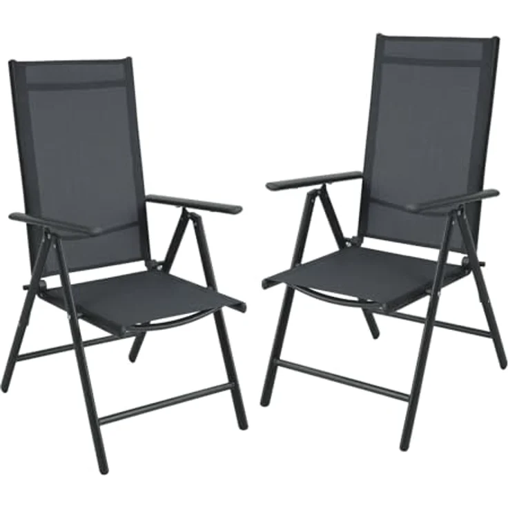 SVITA Klappstuhl 2er Set Gartenstuhl Klappbar (2 St), 2er Set, klappbar, verstellbare Rückenlehne, mit Armlehne, Schwarz – Bild 1