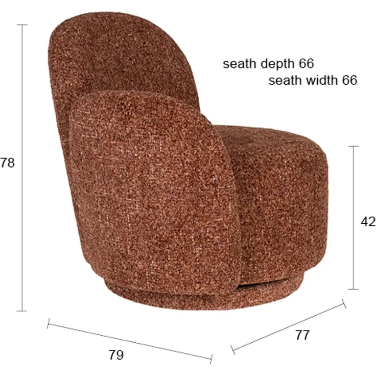 DutchBone Loungesessel Rose in Bordeaux-Rot, drehbar und gemütlich 76x74x76 cm – Bild 3