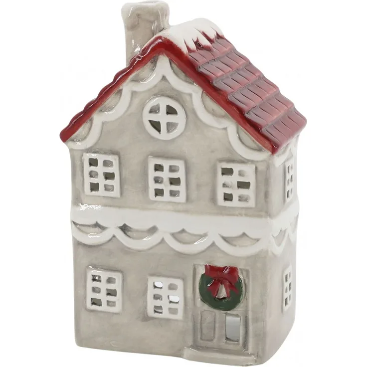 Chic Antique - Lichterhaus Teelichthaus Windlicht H 16cm Grau Keramik 52094725
