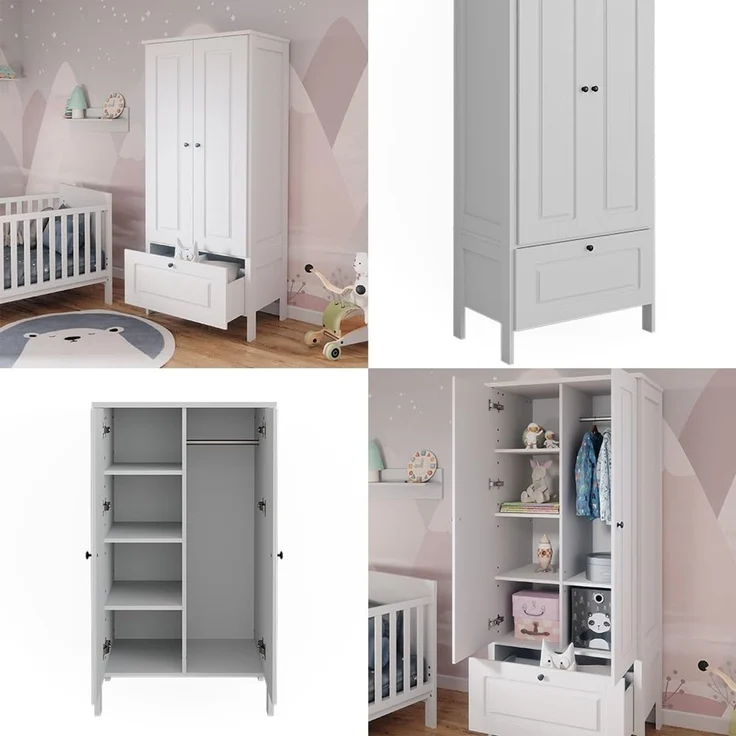 Kinderkleiderschrank Ajaton Weiß 83.3 x 187 cm Vitalispa – Bild 8