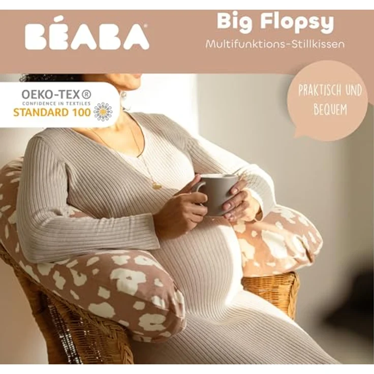 BÉABA, Big Flopsy, Still und Schwangerschaftskissen, Schwangerschaftskissen, multifunktional, zum Schlafen/Stillen, Unterstützung, Entspannung, optimaler Komfort, Coton, Oekotex, Savannah Bloom – Bild 2