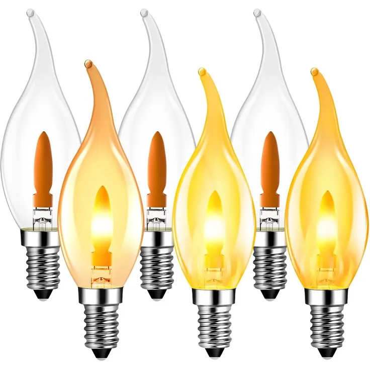 LVWIT Flammen LED E14 Warmweiss 1W, Kerzenlampe T35 Glühbirne Flammeneffekt Stimmungslicht Flackerlampe für Zuhause Garten Bar Halloween Weihnachten, Ersetzt 3W Glühlampen, 1800K, 6er Pack