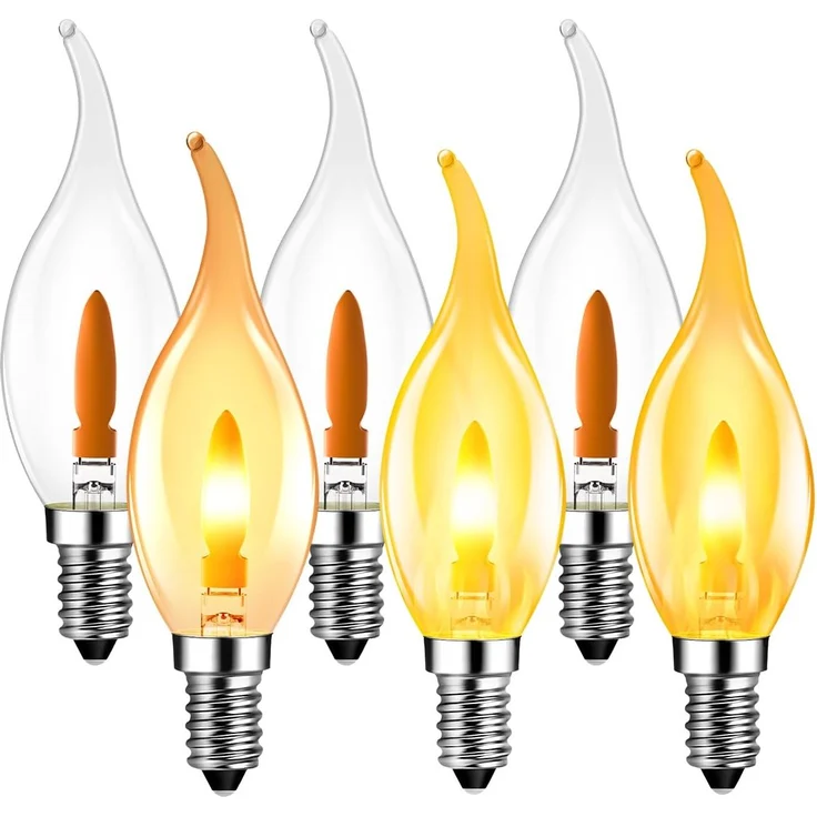 LVWIT Flammen LED E14 Warmweiss 1W, Kerzenlampe T35 Glühbirne Flammeneffekt Stimmungslicht Flackerlampe für Zuhause Garten Bar Halloween Weihnachten, Ersetzt 3W Glühlampen, 1800K, 6er Pack – Bild 1