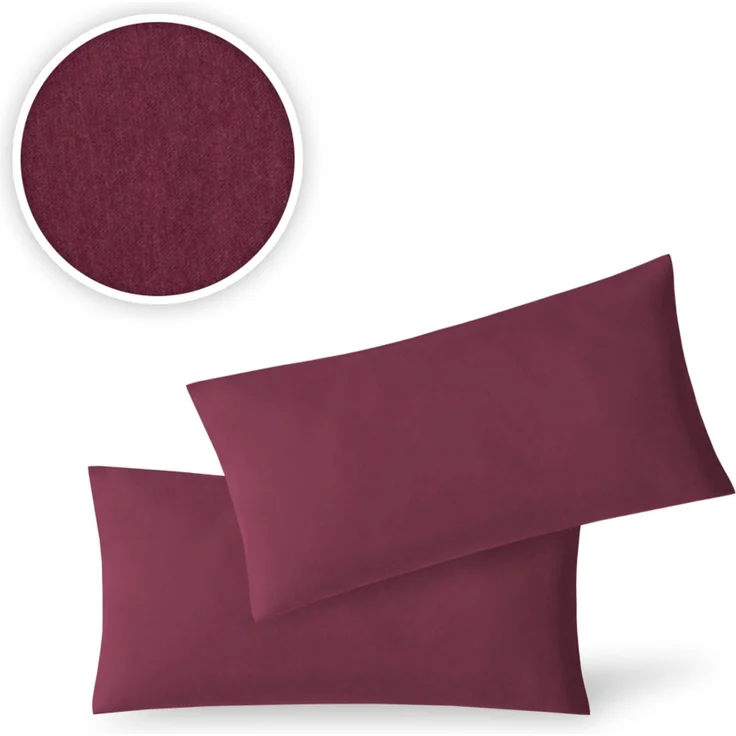 Jersey Kissenbezug, 2er Set, Baumwolle, Bordeaux, 40x80 cm – Bild 2