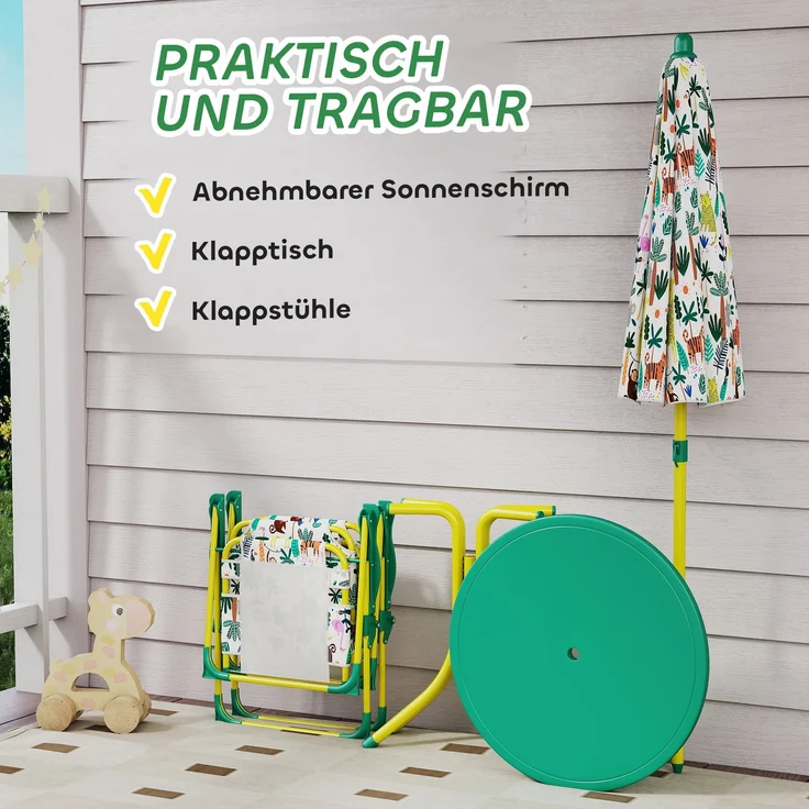 AIYAPLAY Garten-Kindersitzgruppe, Stahl, Polyester, Grün, 49,5L x 49,5B x 50H cm – Bild 5