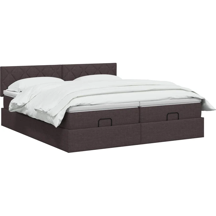 vidaXL Ottoman Bett mit Matratze mit Kopfteil 2 Stk. Dunkelbraun Stoff 3456715 – Bild 3
