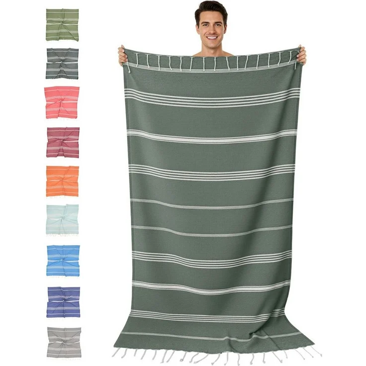 furora HOLIDAY Saunatuch Strandtuch Hamamtuch: groß 100x200 cm Saunatuch, Strandhandtuch dünn, Strandtuch Saunatuch aus 100% Baumwolle Strandtuch Set – Bild 1