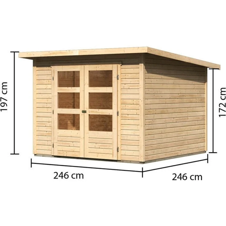 Karibu Holz Gartenhaus "Stockach 4", naturbelassen, 2,5x2,5 m (B x T),ohne Anbaudach – Bild 2