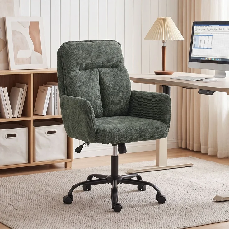 MELAYR, Homeoffice-Schreibtischstuhl, Computerstuhl mit breiter Sitzfläche, 72 x 67 x 103 cm, Dunkelgrün – Bild 4