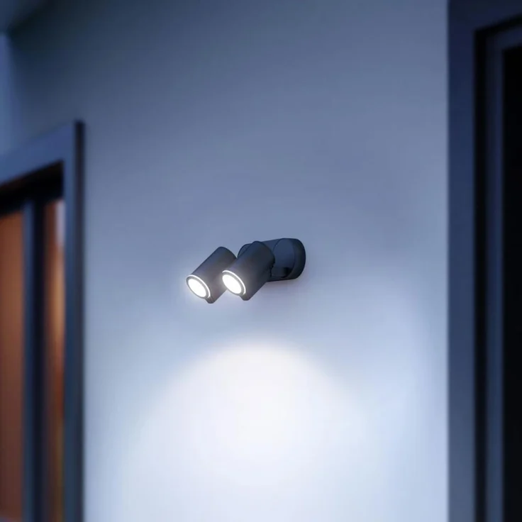 LED-Außenwandstrahler Spot DUO SC anthrazit, mit 90° Bewegungsmelder, 2-flammig, vernetzbar, per App bedienbar, inkl. GU10-Leuchtmittel, Aluminium, 14,6 W – Bild 2