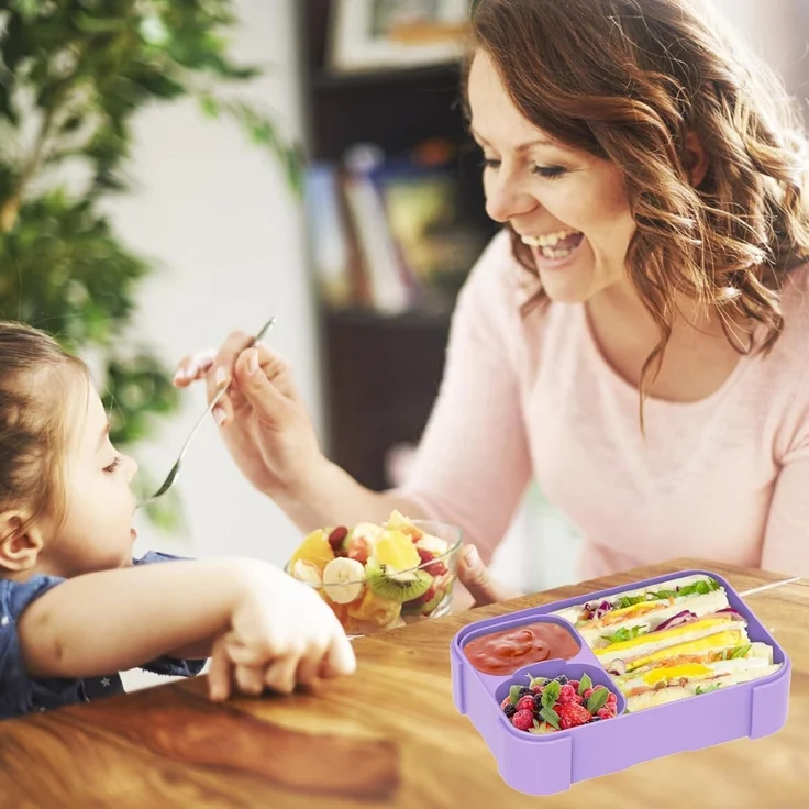 Brotdose Kinder Fächer 900ml Auslaufsicher Bento Lunchbox Purple – Bild 6