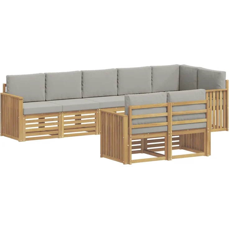 vidaXL Outdoor-Sofagarnitur 8 stk. 8-Sitzer Weiß und Hellgrau 3392031 – Bild 2