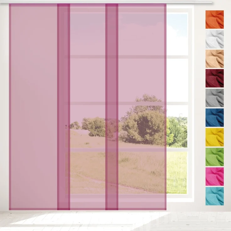 Transparenter Flächenvorhang Voile 60x245 cm wahlweise mit und ohne Technik, schlichte und stilvolle Fensterdekoration in vielen verschiedenen Farben erhältlich (weinrot - burgundy / mit Technik) – Bild 4
