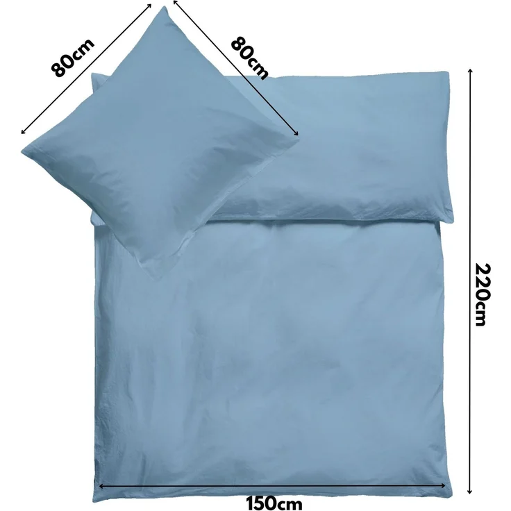 Julido Jersey Bettwäsche 155x220 80x80 Baumwolle Set Druckknopf weich Eisblau – Bild 2