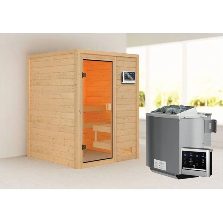 Karibu Sauna Sandra + 9kW BIO-Kombiofen mit ext. Steuerung Easy – Bild 1