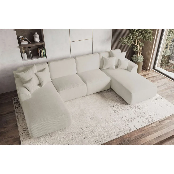 99rooms Wohnlandschaft Gusto, Sofa, U-Form, mit Schlaffunktion, mit abnehmbaren Kissen, Bezug - Cord POSO – Bild 2