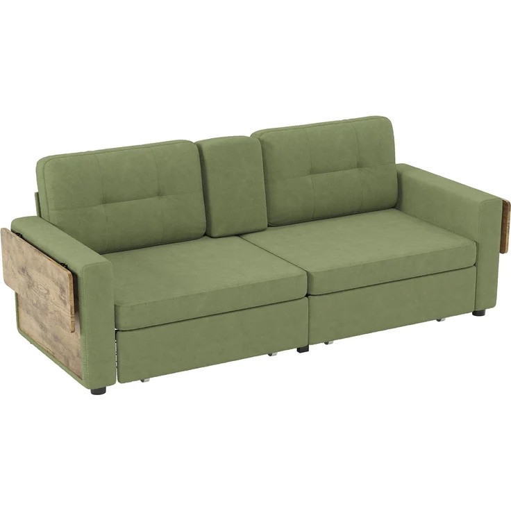 ZUBALIYA Schlafsofa 71x57.5 cm, mit Schreibtisch, mit Schubladen, mit Stauraum, mit Ablageflächen, mit Ausziehbett, Grün – Bild 14