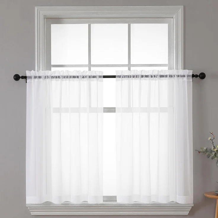 Chyhomenyc Durchsichtige Vorhänge, 76,2 cm Länge, 2 Paneele, lichtfilternde Voile, Stangentasche, kurze Fenster, Curtians für Badezimmer, Wohnzimmer, Bauernhaus, kleine Fenster, 106,7x76,2 cm (B x L