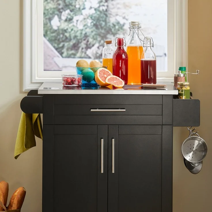 SoBuy FKW110-SCH Küchenwagen, MDF, Lackiert, Schwarz, 80 x 90 x 46 cm – Bild 4