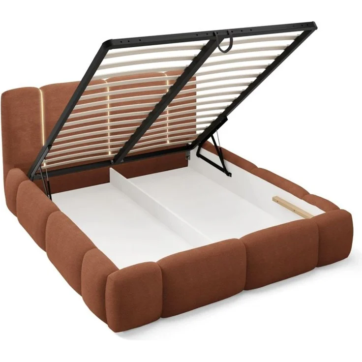 Polsterbett Schlafzimmerbett SPRINGS Komplettset 200x200 cm in Stoff Lambi Koralle – Bild 4