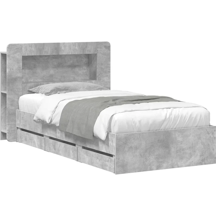 vidaXL Bettgestell mit Stauraum und Kopfteil Betongrau 80 x 200 cm 3433998 – Bild 2