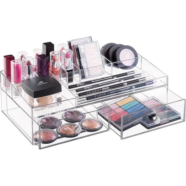 Schminkaufbewahrung Kosmetik Organizer 2 Schubladen mDesign transparent – Bild 4