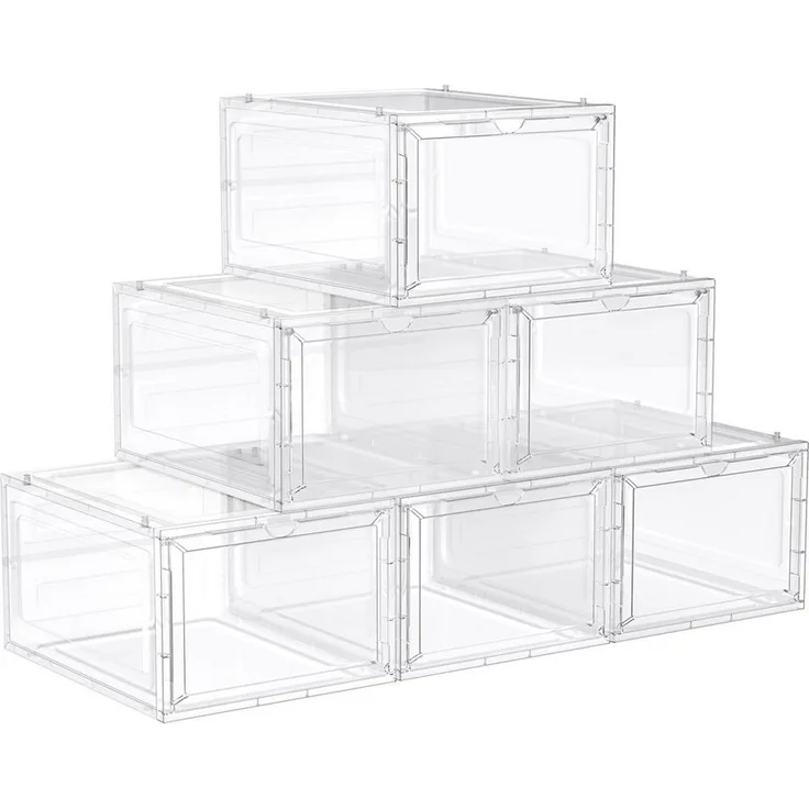 Songmics Schuhbox Schuh-Organizer (6 St), aus Kunststoff, durchsichtig