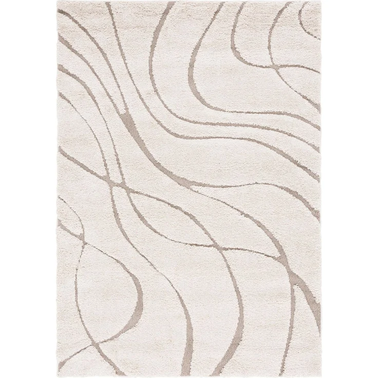 SAFAVIEH Zottelig Teppich für Wohnzimmer, Esszimmer, Schlafzimmer - Florida Shag Collection, Hoher Flor, Creme und Beige, 61 X 91 cm